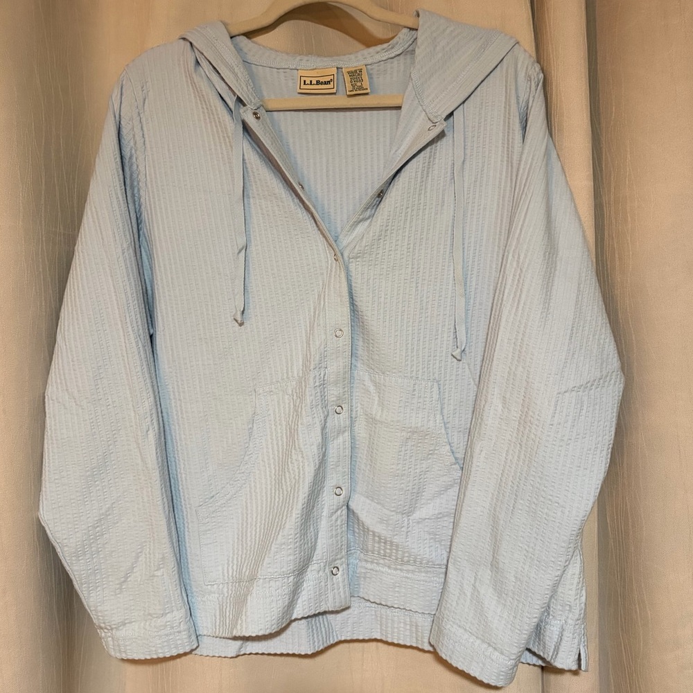 Vintage L.L. Bean Women's Light Blue Cotton Shirt hoodie